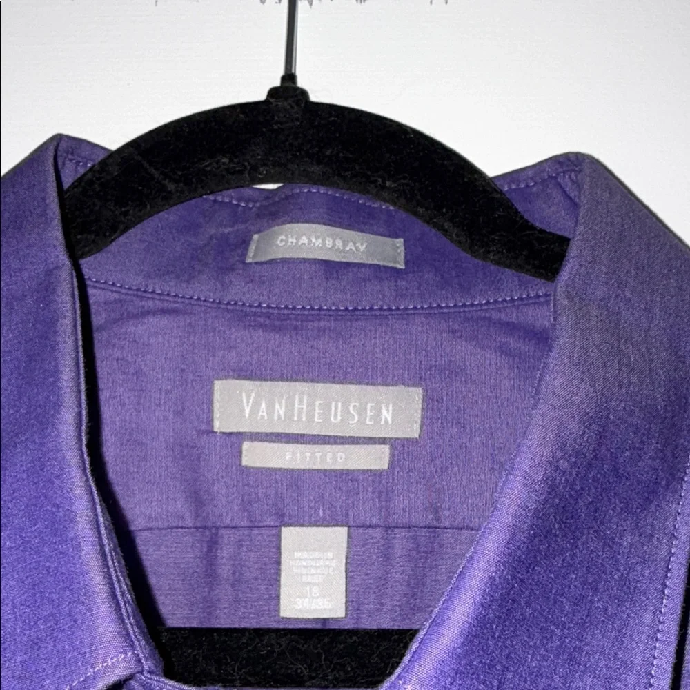 Van‎ Heusen Chambray Purple Shirt - Picture 3 of 7